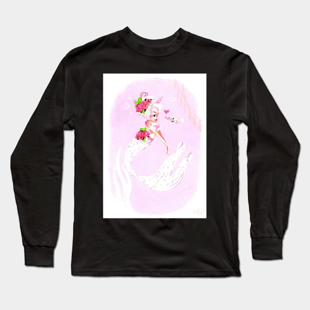 Mermaid Unicorn with a Narwhal Friend Long Sleeve T-Shirt by hallieodom